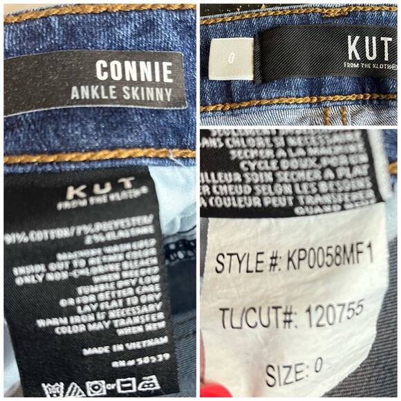 Kut from the Kloth Connie Ankle Skinny Raw Hem Medium Wash Mid Rise Jeans Size 0 - Picture 9 of 11